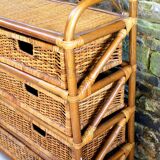 Rattan furniture and wicker vintage chest of drawers chiffonnier 70s