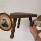 Tripod stool wood turned sitting half moon