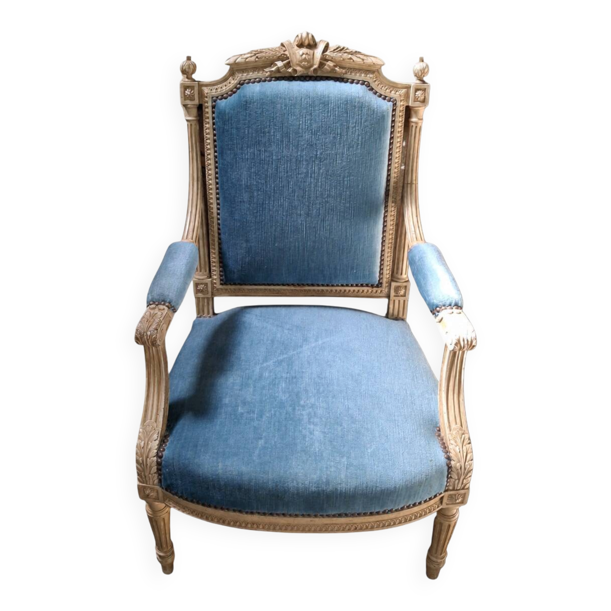 Louis XVI style armchair in lacquered wood