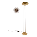Old golden brass floor lamp with Italian design bulb from the 70s vintage