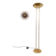 Old golden brass floor lamp with Italian design bulb from the 70s vintage