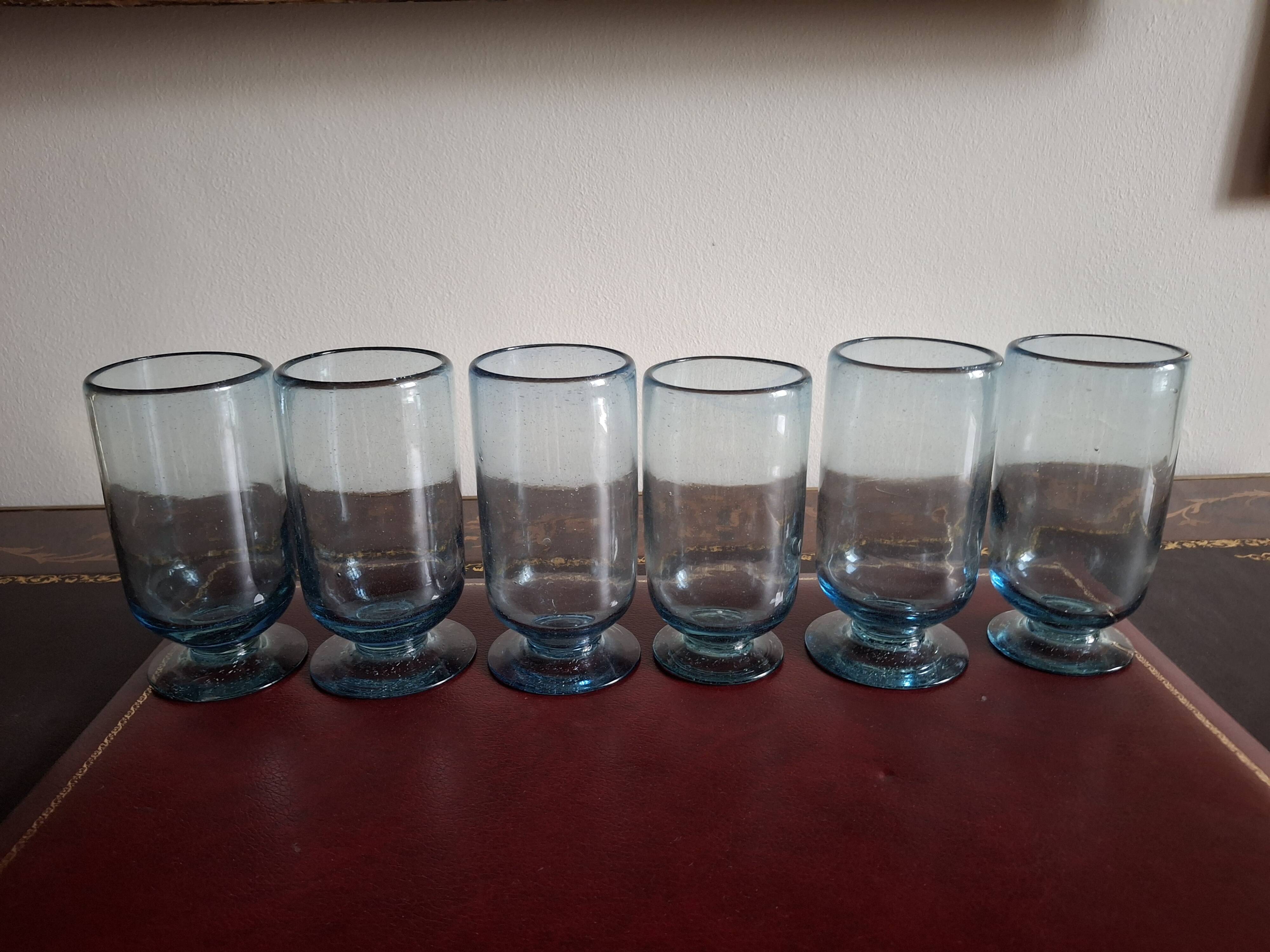 Service à orangeade en verre soufflé bullé