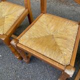 4 solid wood chairs in medium oak straw with high farmhouse backrest
