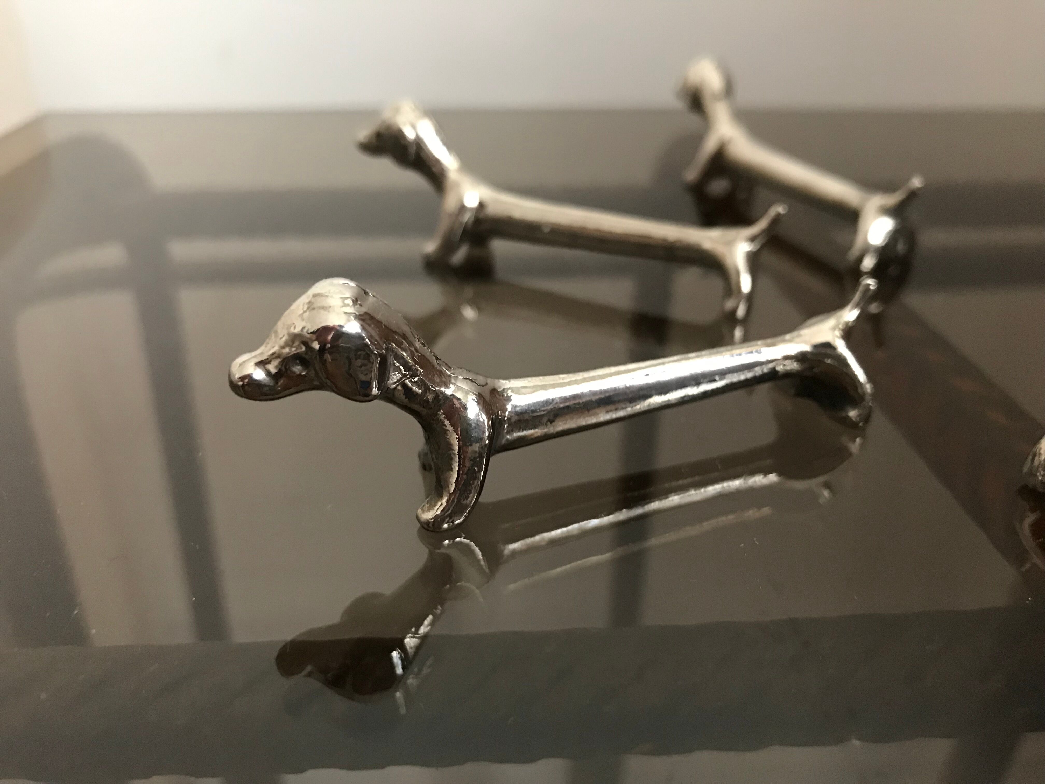 Basset knife holder in silver metal