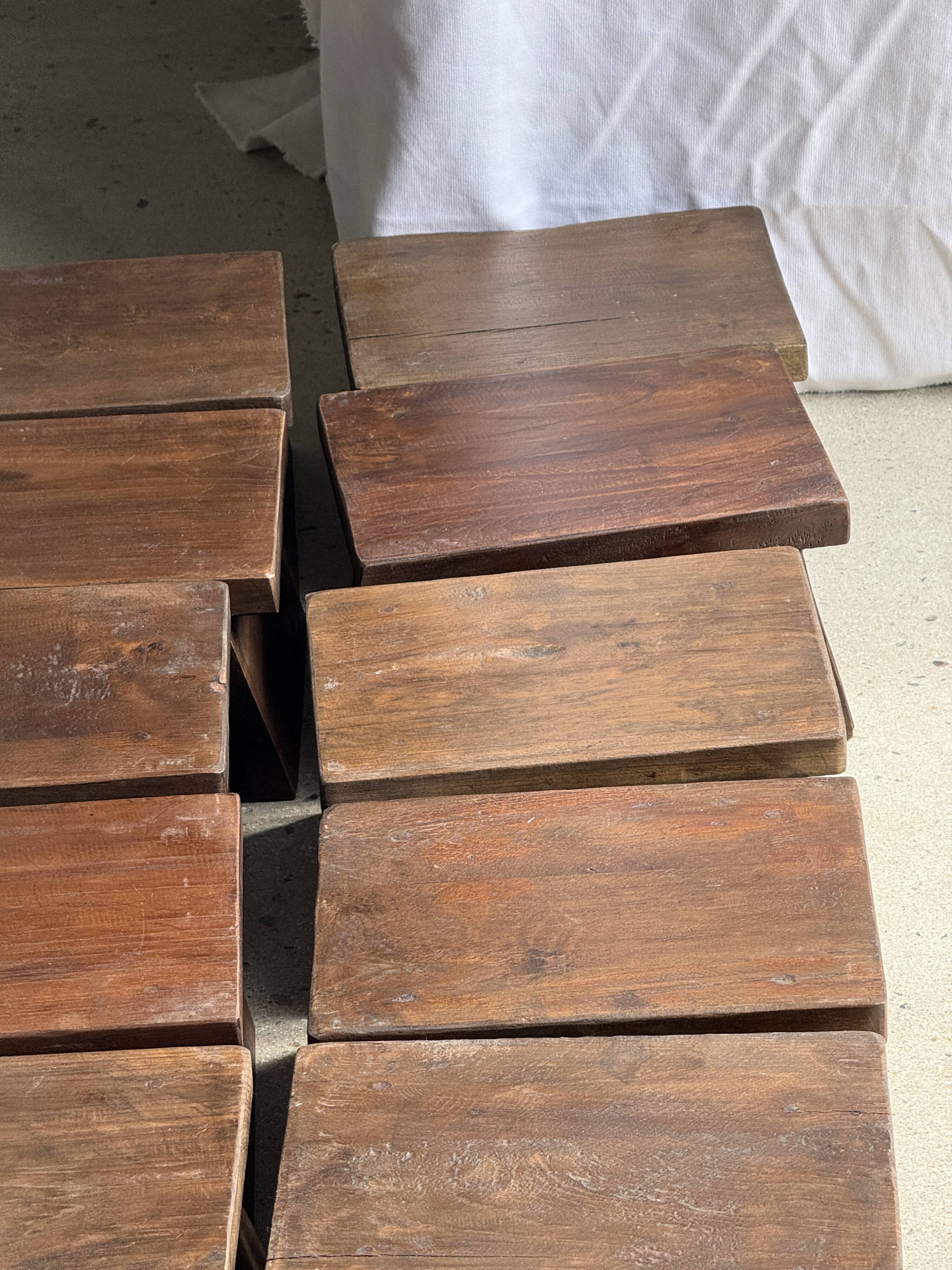 Small stool, auxiliary teak stool, Indonesian footrest H15