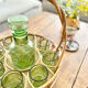 Service at orangeade vintage seventies green glass and rattan basket