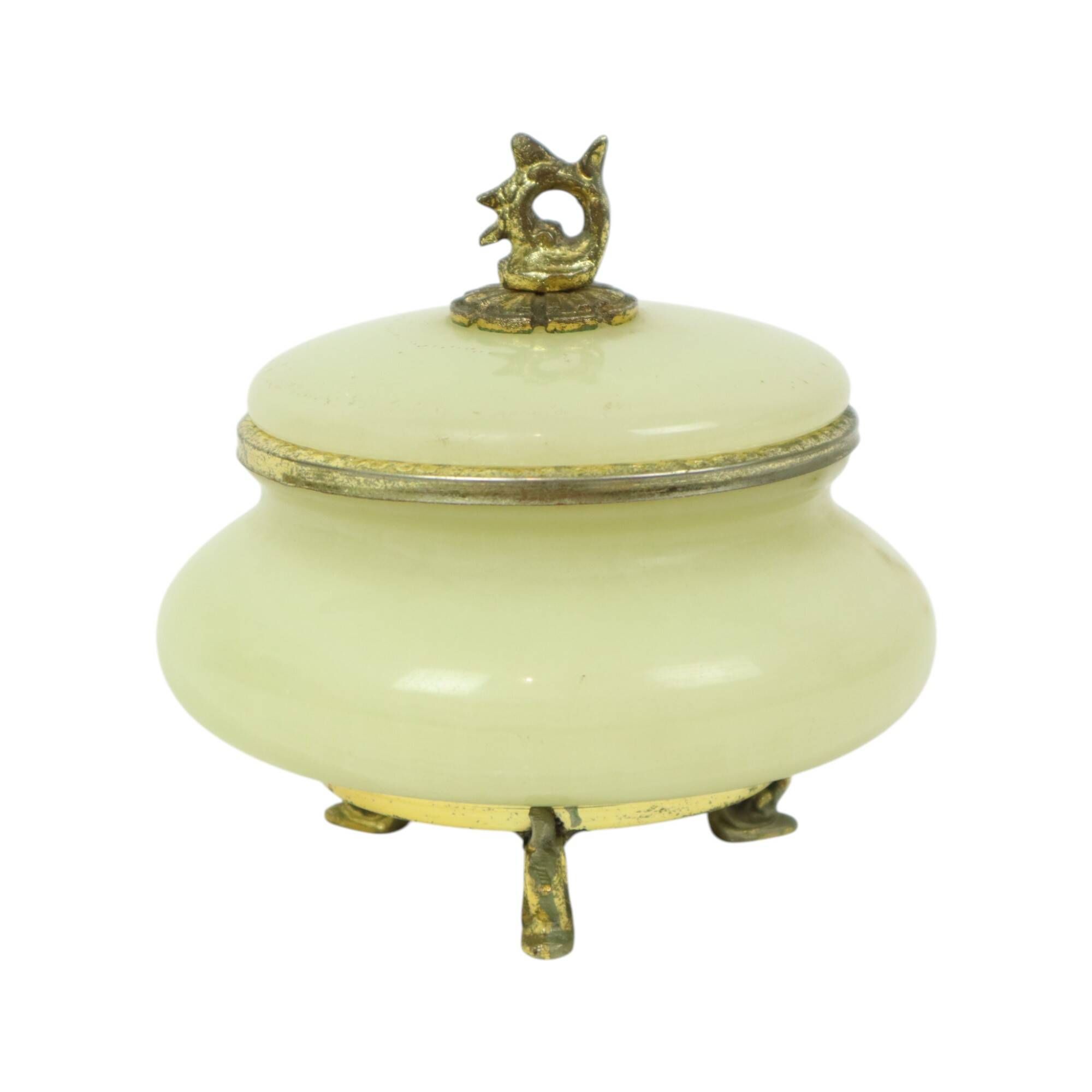 Vintage Jewelry Box Trinket Box Italian Alabaster Natural Stone