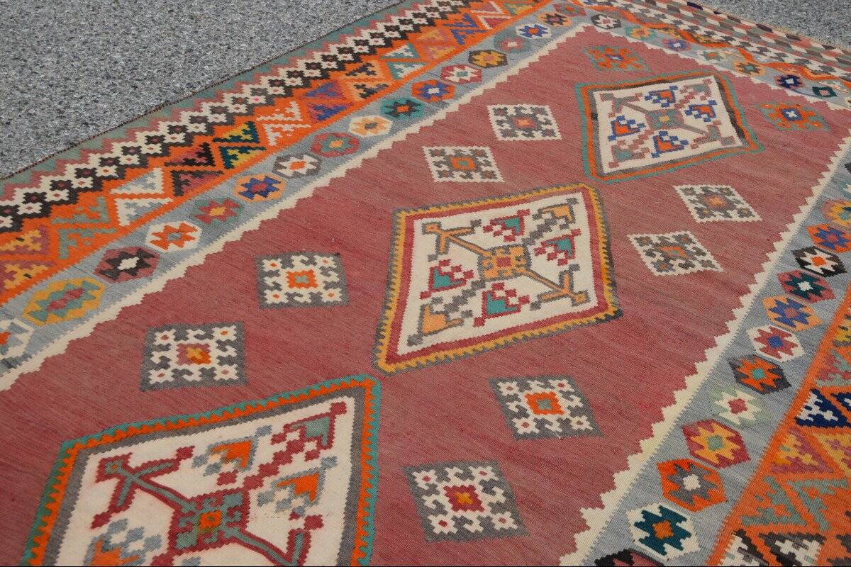 Oriental kilim rug Shiraz Gashgai antique: 1.50 x 3.50 metres
