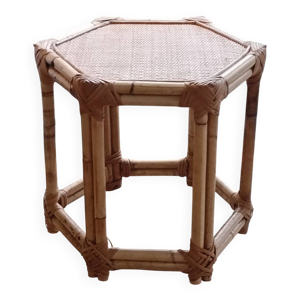 Table d'appoint vintage - rotin
