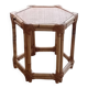 Vintage side table in rattan and bamboo, France, hexagonal.