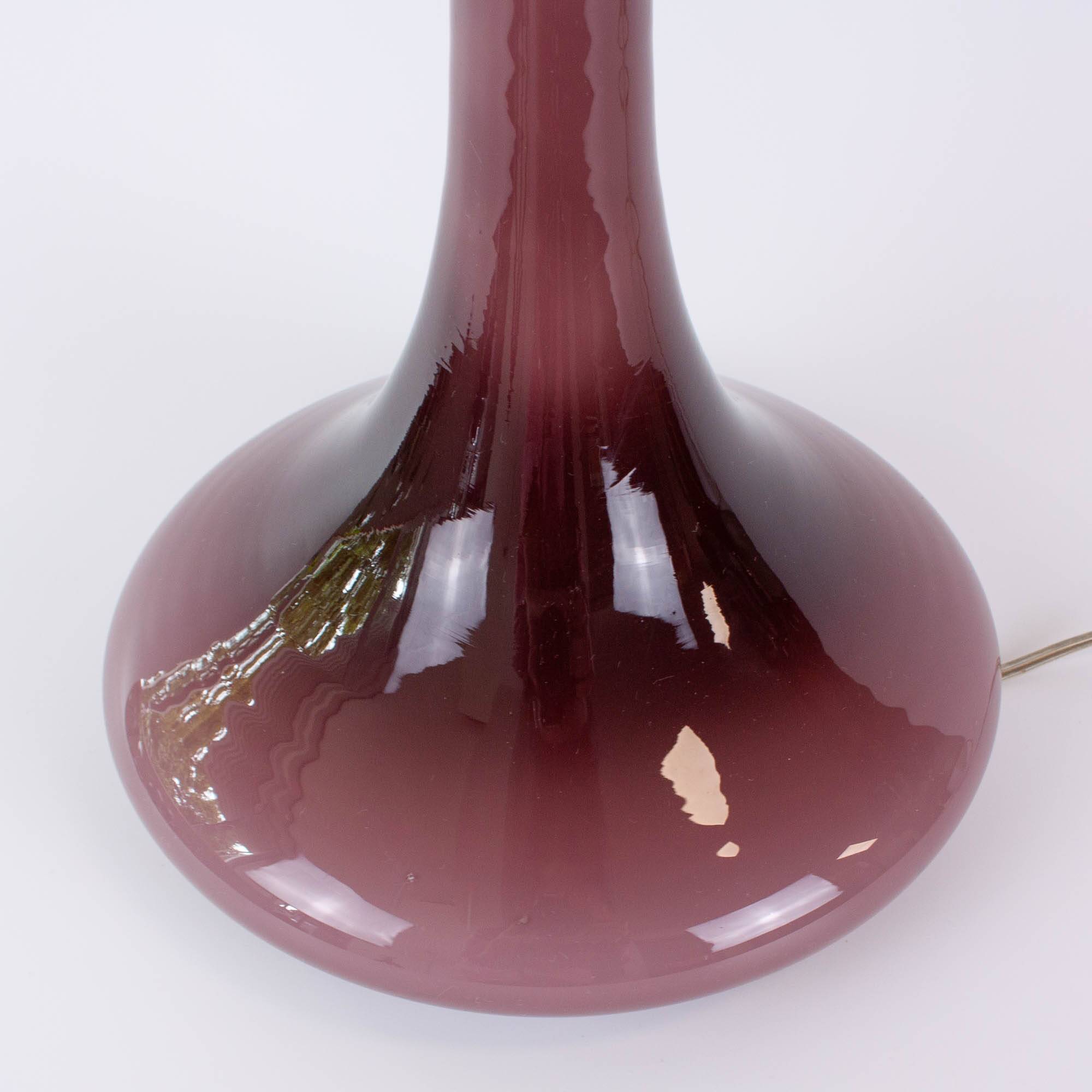 1960s Portuguese Amethyst Opaline Glass Table Lamp