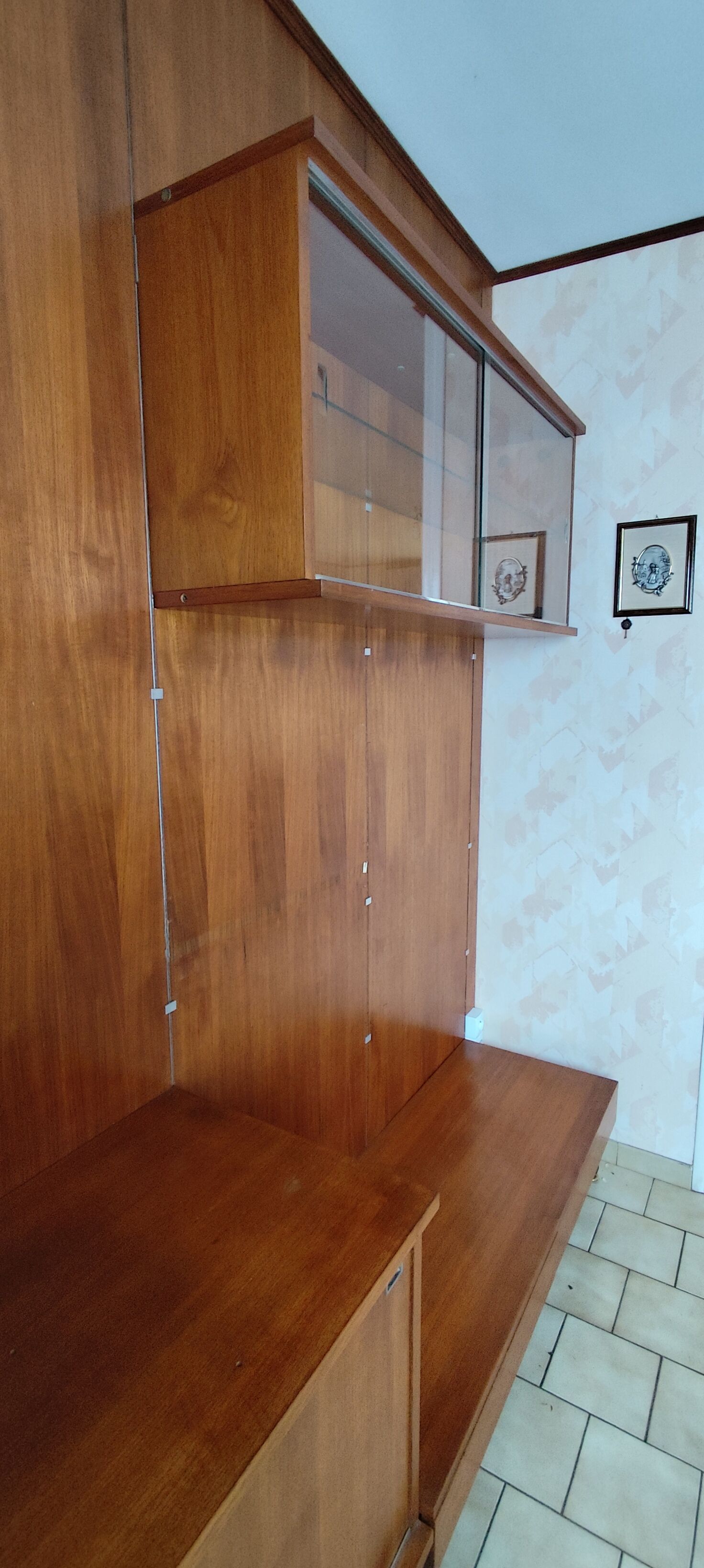Teak wall shelf library