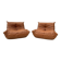 Togo lounge chairs in cognac cow leather attributed to Michel Ducaroy for Ligne Roset, set of 2