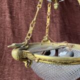 Lustre ancien en bronze dore empire col de cygne