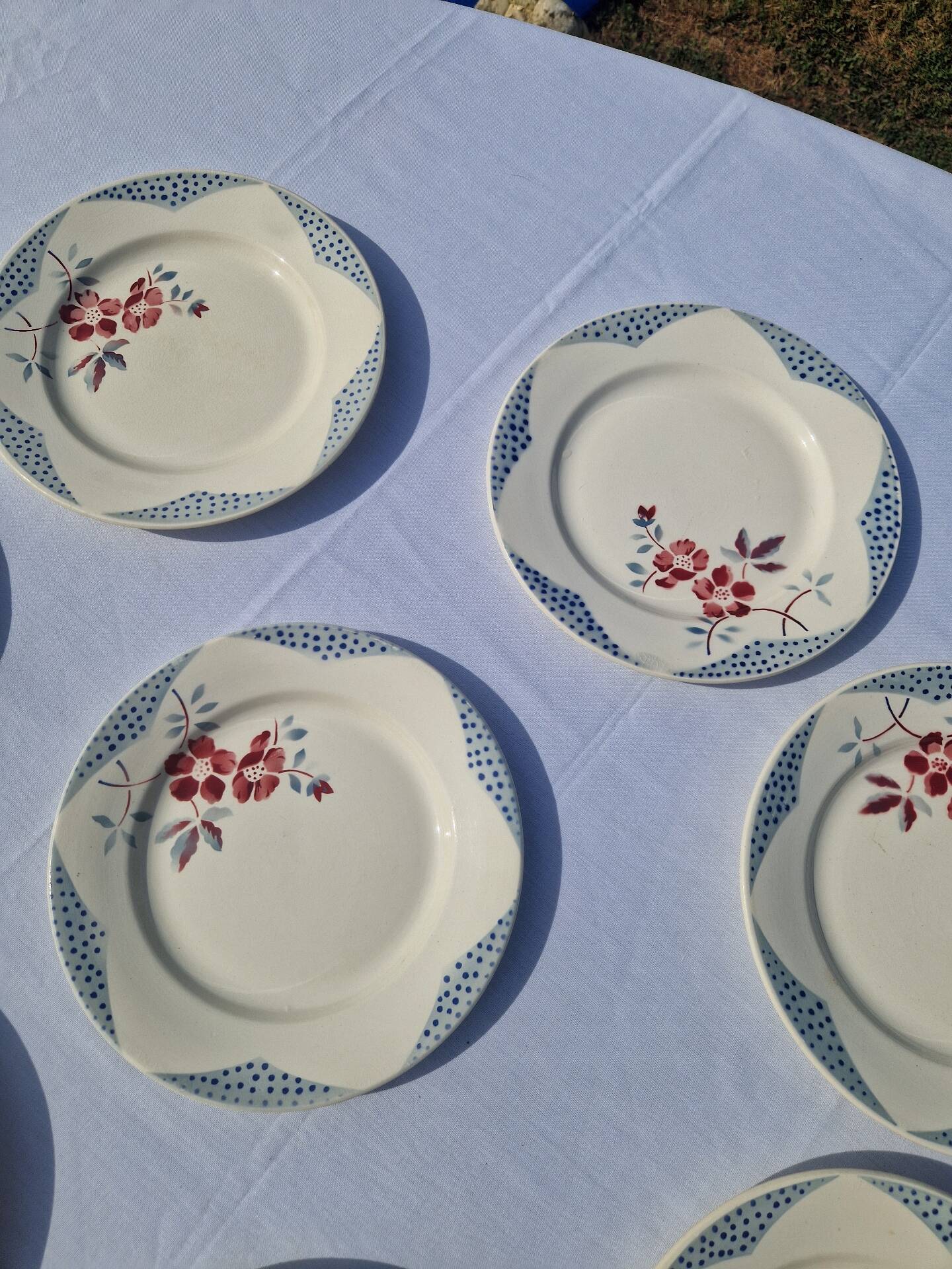 Set of 8 Flat Plates Barfleur Model Sarreguemines Manufacture