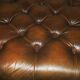 Chesterfield brown tufted leather pouffe ottoman