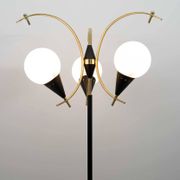 Stilnovo Mid-Century Modern Italian Brass and Opaline Glass Floor Lamp, 50