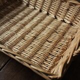 Vintage rectangular wicker basket with two handles