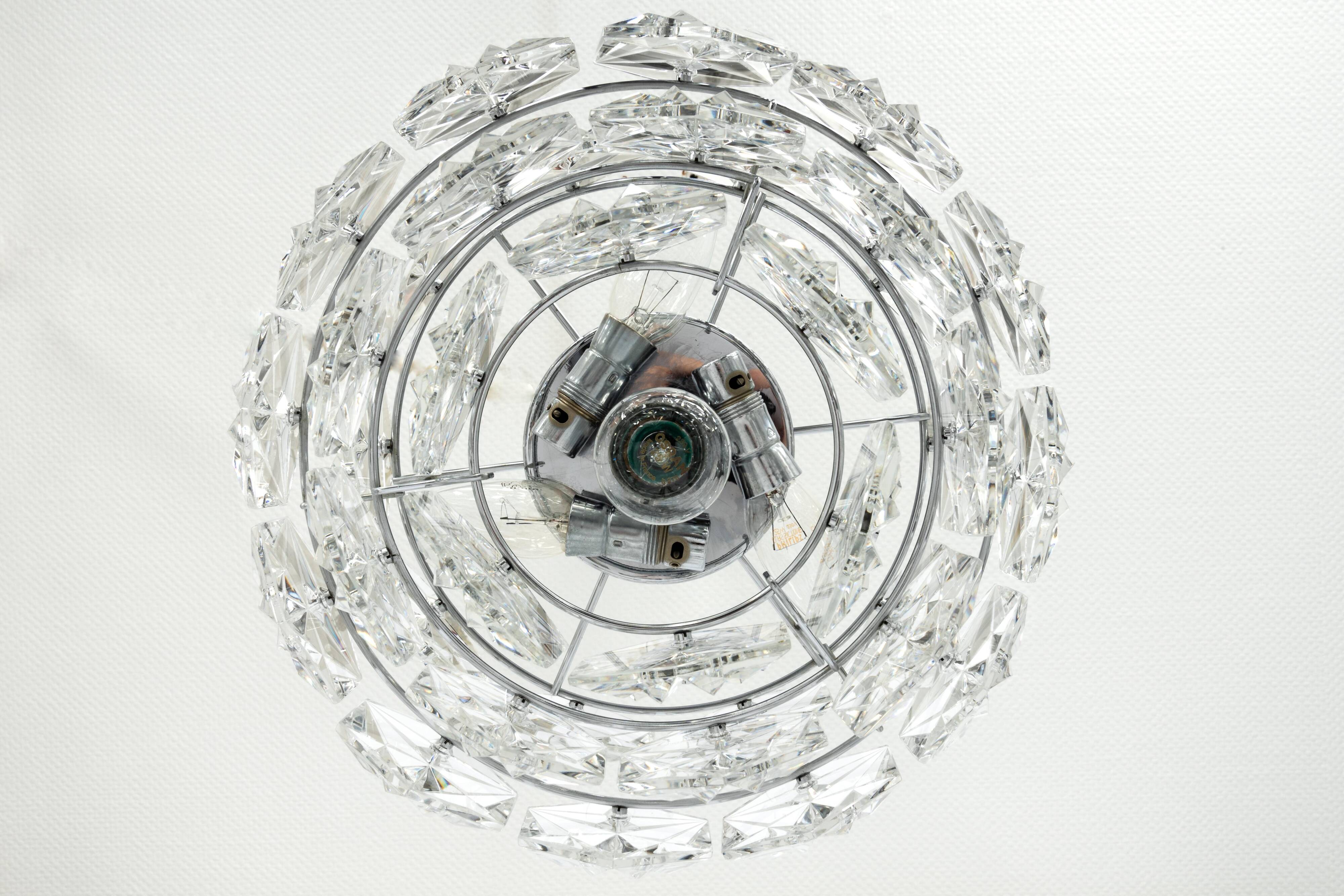 Small and Superb Pendant, Chrome and Crystal Glass by Kinkeldey, Germany, 1970