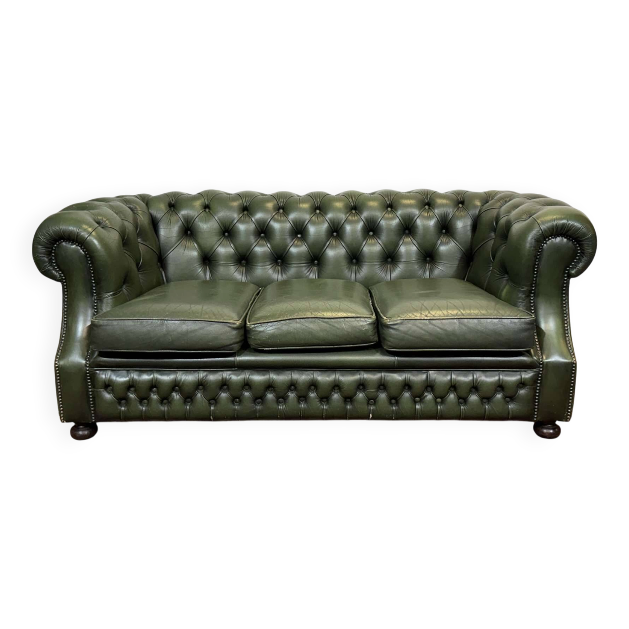1970s leather Chesterfield three-seater sofa