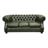 Canapé Chesterfield en cuir 3 places des années 1970