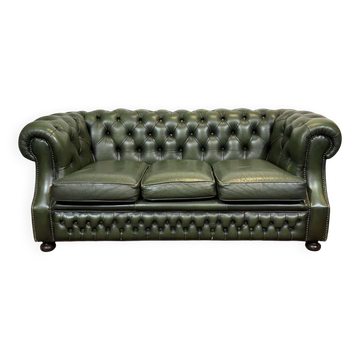 1970s leather Chesterfield three-seater sofa
