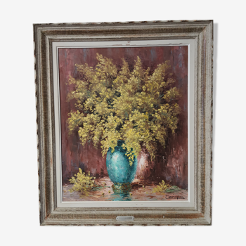 Painting bouquet of mimosa