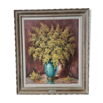 Painting bouquet of mimosa