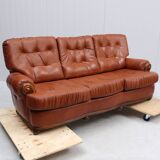 20th Century 3-Seater Sofa — Leather & Wood — Timeless Scandinavian-Inspire