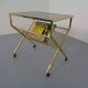 French brass and glass cart with magazine rack, 1960s