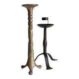 Pair of Brutalist Vintage Steel Candlesticks