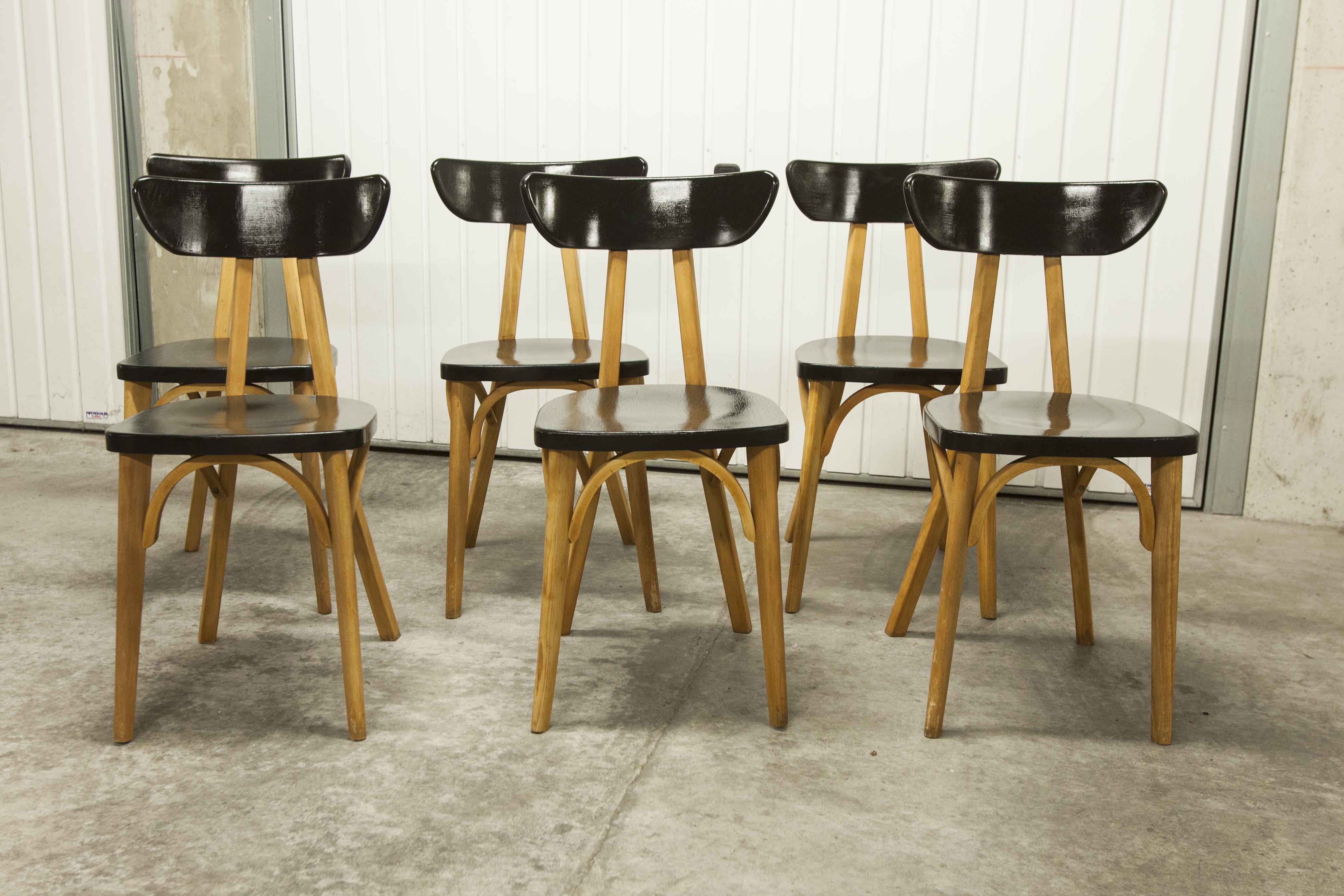 Set of 6 restored Luterma "banana" chairs