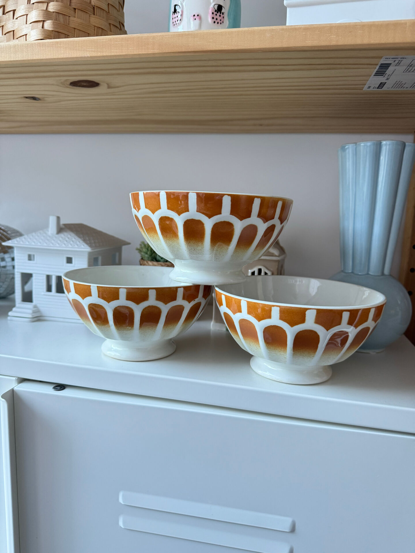 Set of 3 beautiful vintage Digoin bowls.