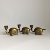 Set of 3 Brass Elephants Figure, 1950s