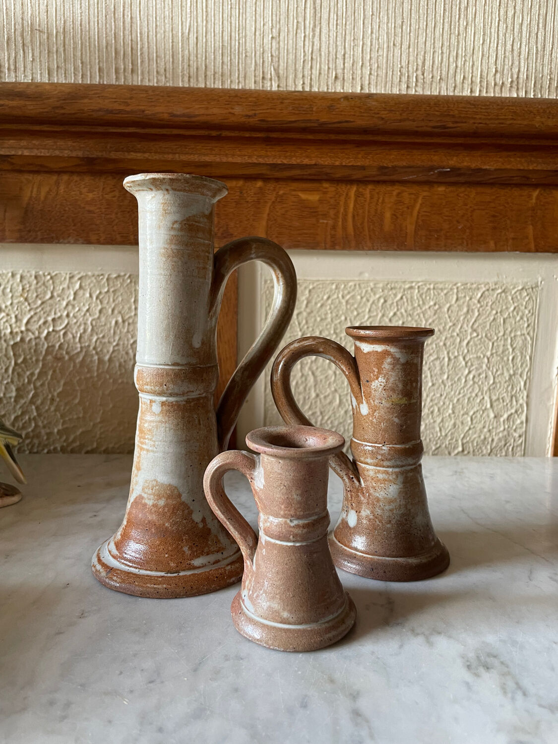Vintage stoneware candlesticks
