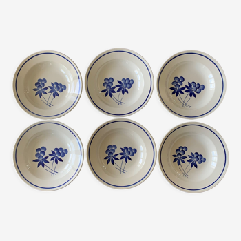 6 old hollow plates in Gien earthenware