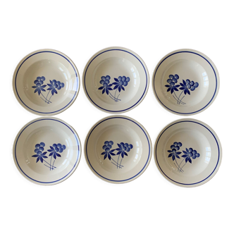 6 assiettes creuses anciennes en faïence de Gien