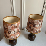 Paire de lampes en bois