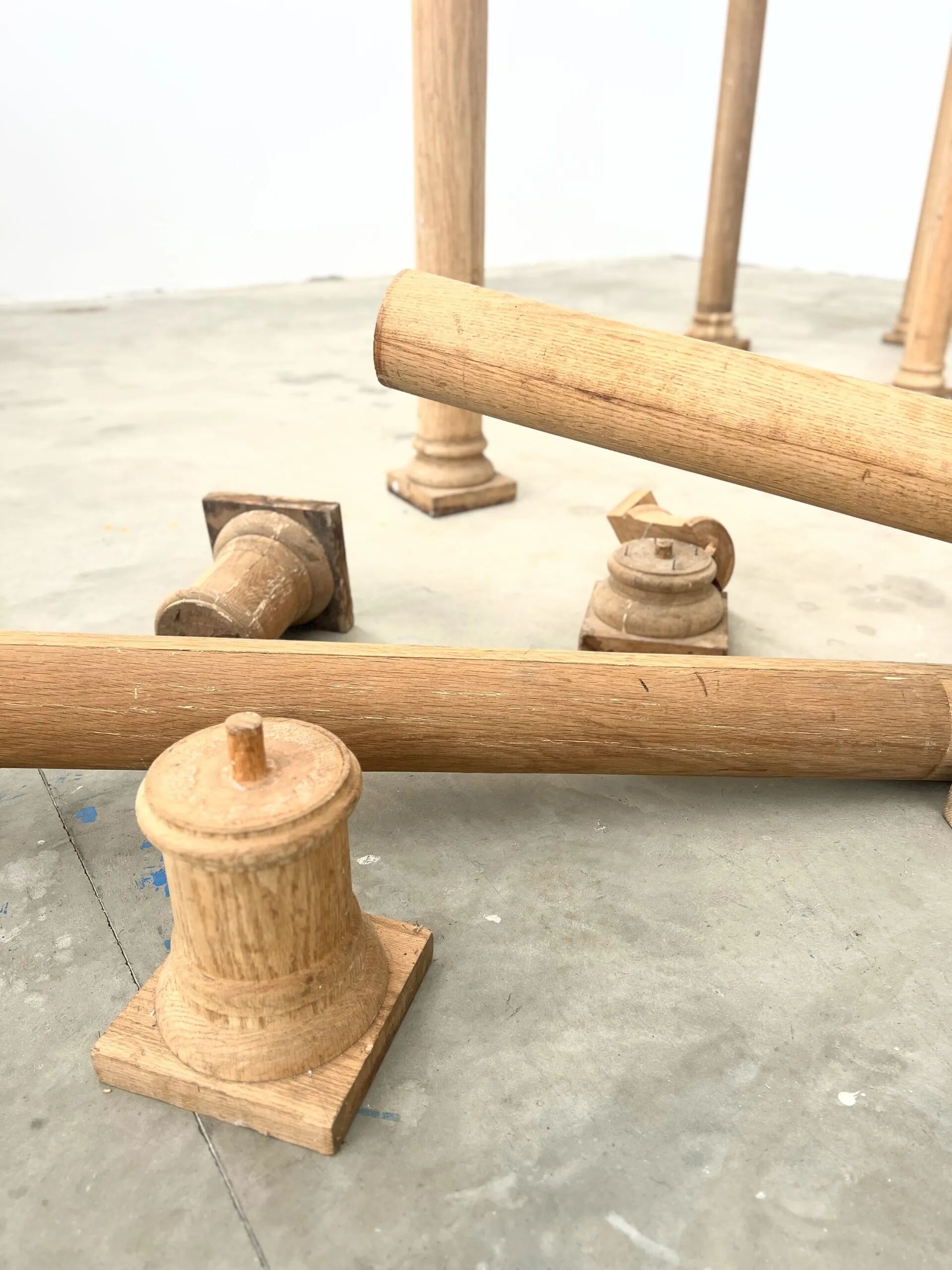 Set of solid oak columns and half-columns