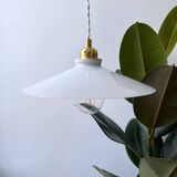 Vintage flat opaline pendant light from the 40s and 50s - large model - several copies available