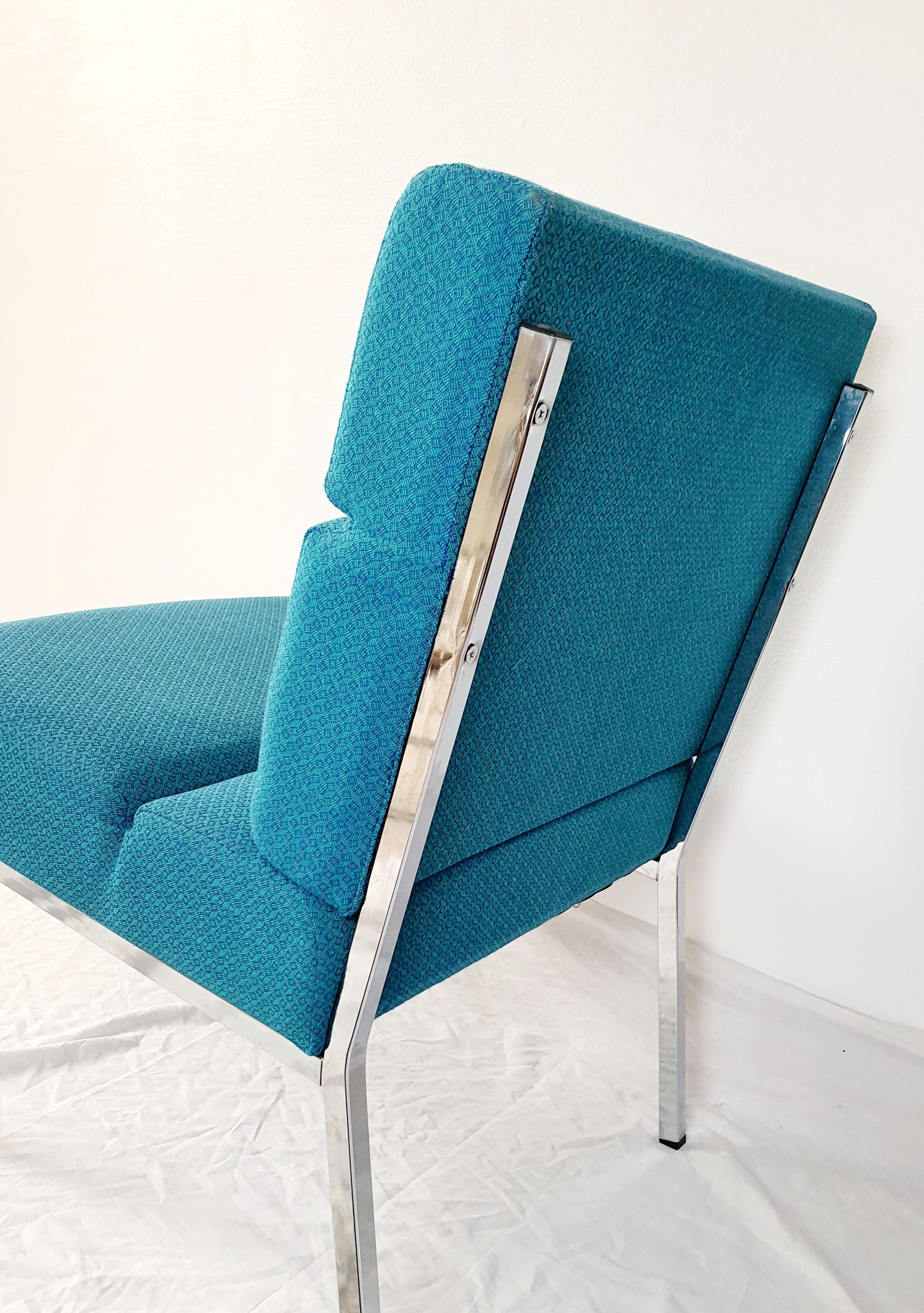 Vintage metal and fabric armchair