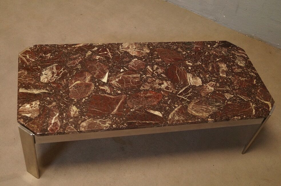Table basse italienne en marbre et acier