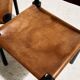 Brutalist beech and leather chair, set of 4