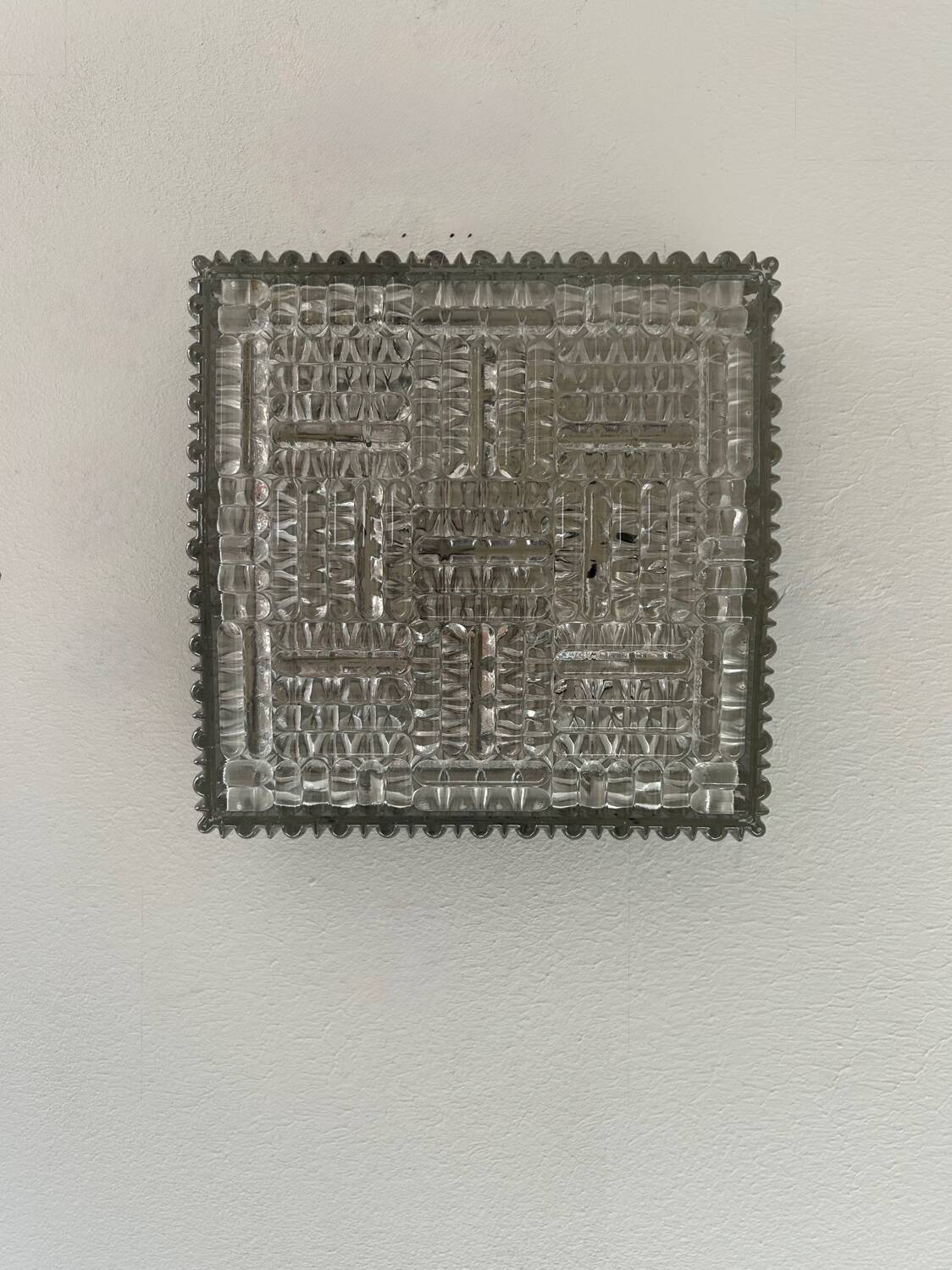 Vintage wall lamp in pressed molded glass, France 1970