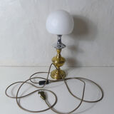 Lampe champignon argent laiton pate de verre