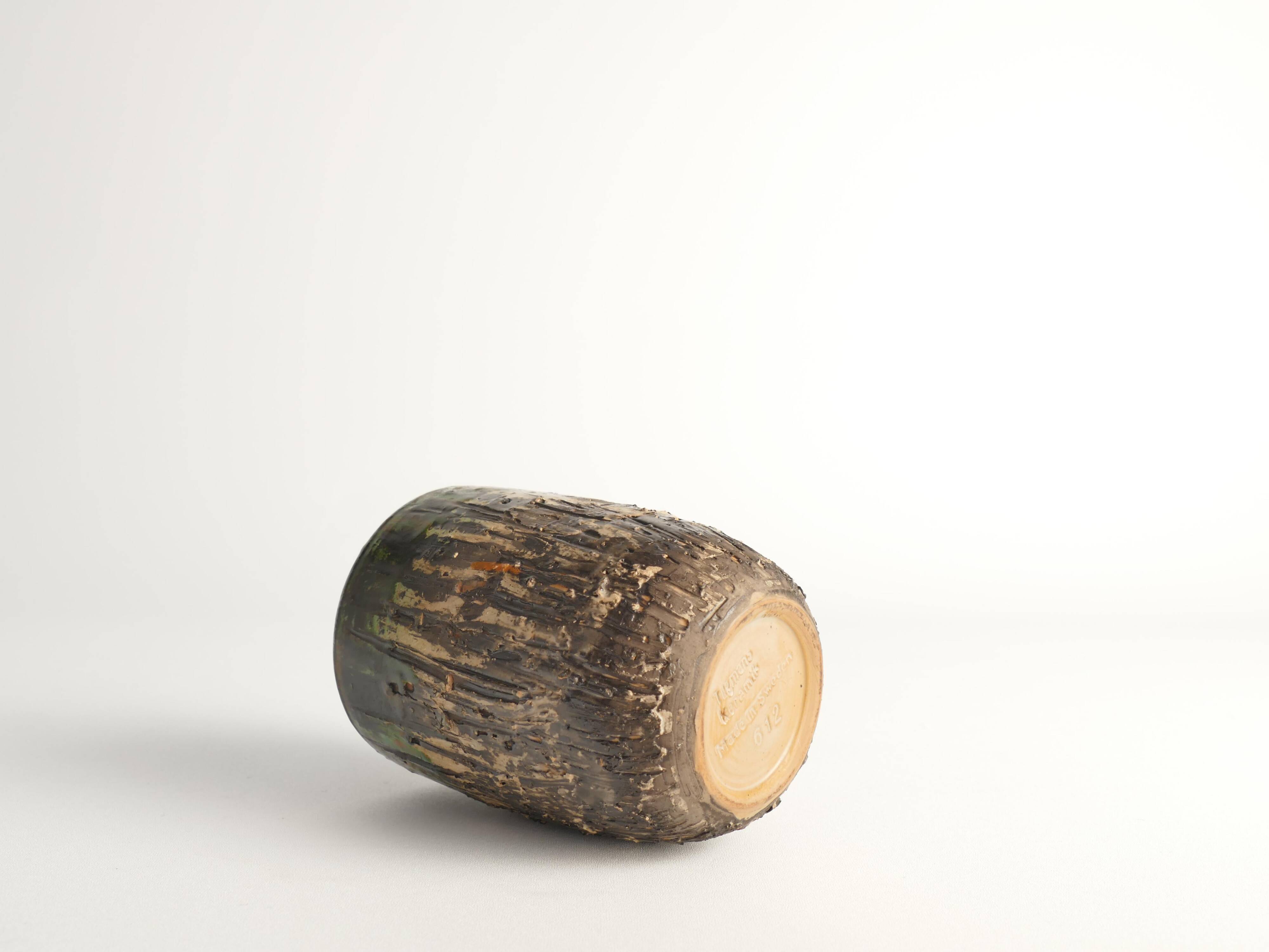 Unique Scandinavian Modern Brutalist Stoneware Vase by Tilgmans, Sweden 1960s