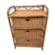 Vintage rattan wicker storage unit with 3 drawers