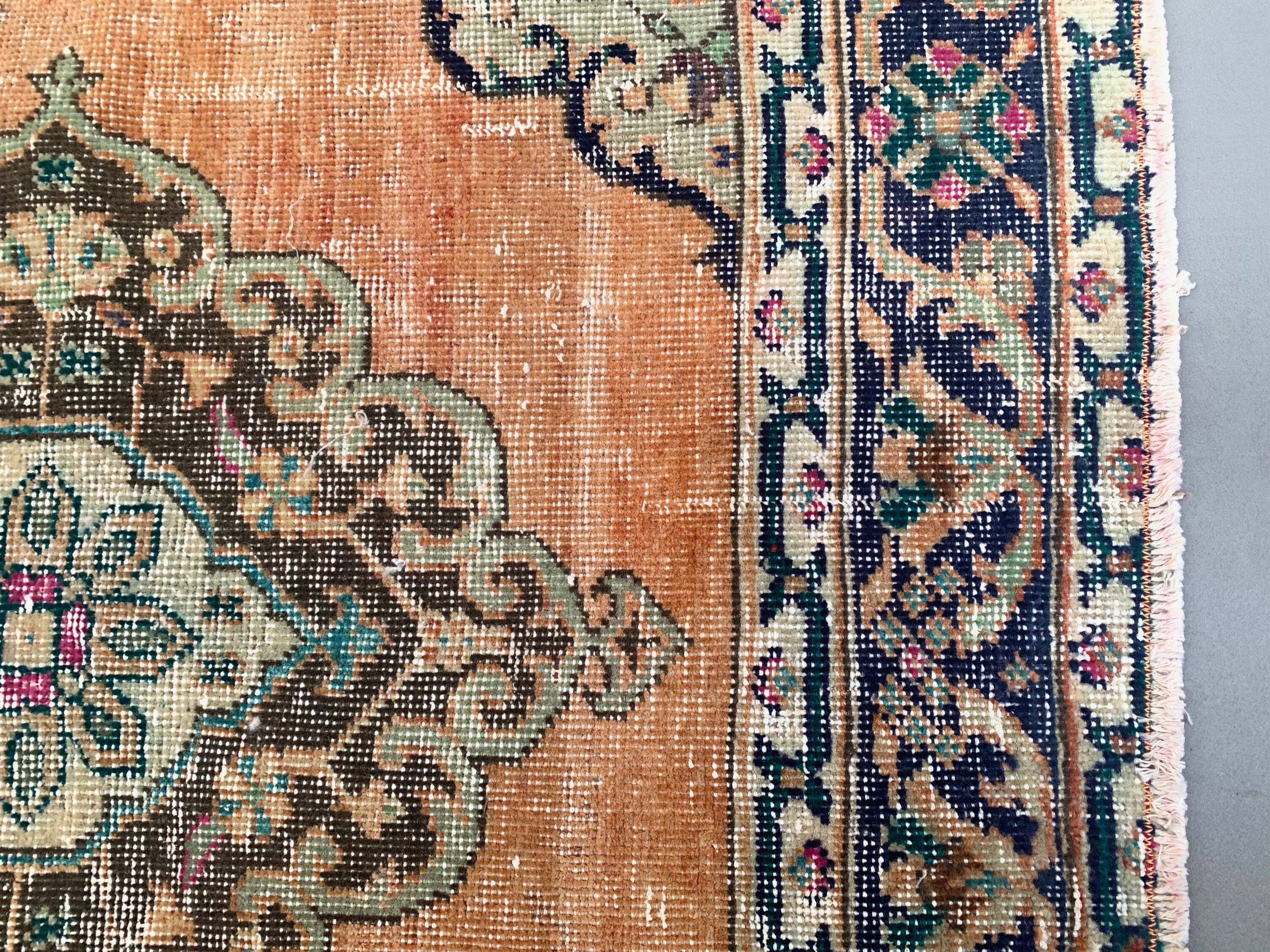 Distressed Turkish Runner 375x80 cm wool Vintage Tribal Rug