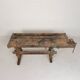 Wooden industrial workbench with vice, 194 cm long, 1930s.