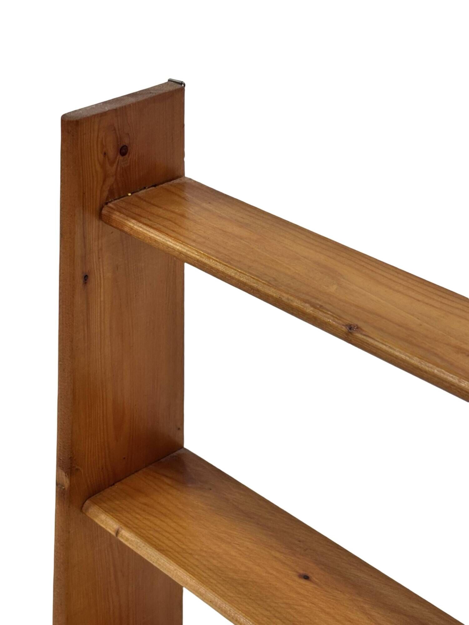 Vintage wooden wall shelve rack bookshelf in pinewood minimalist design